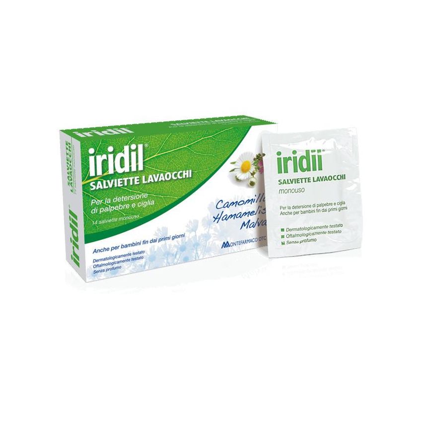 Iridil Salviette Detergenti per Occhi - Pacco da 14 Pezzi