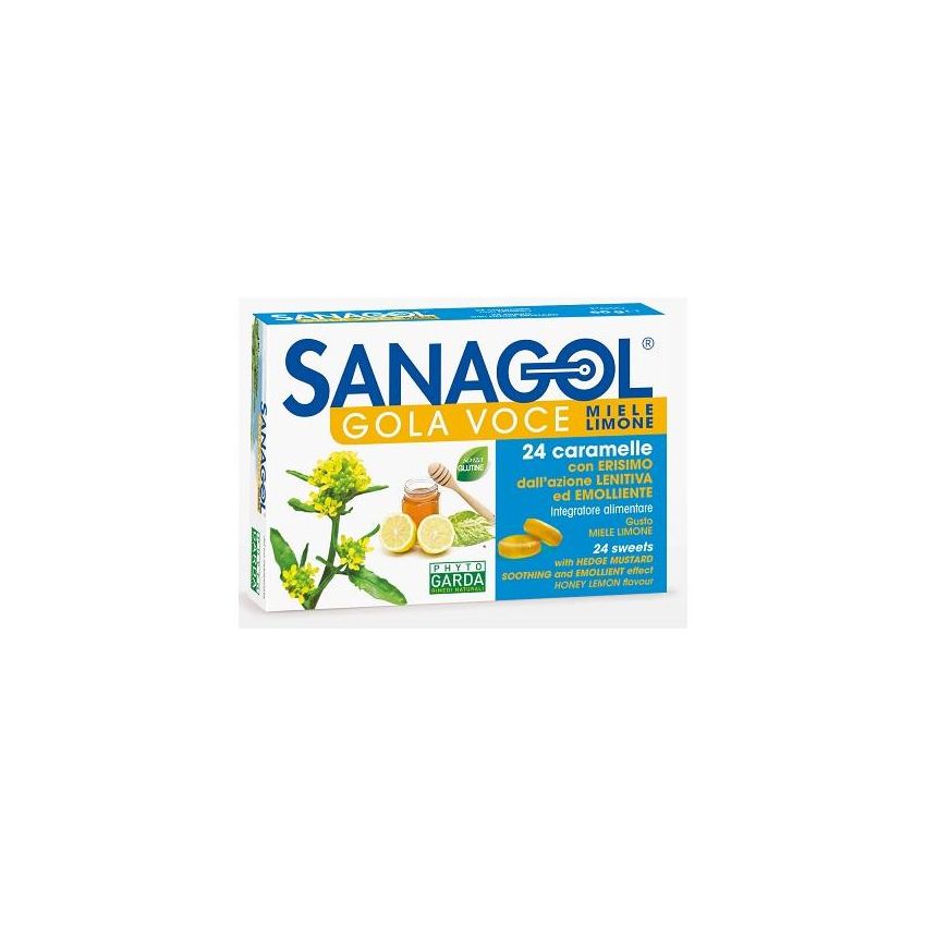 Sanagol Miele Limone 24 Caramelle per Gola e Voce