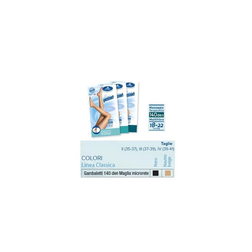 Sauber Classica - Calzini a Compressione Microrete 140 Denari in Neutro Beige, Taglia 2