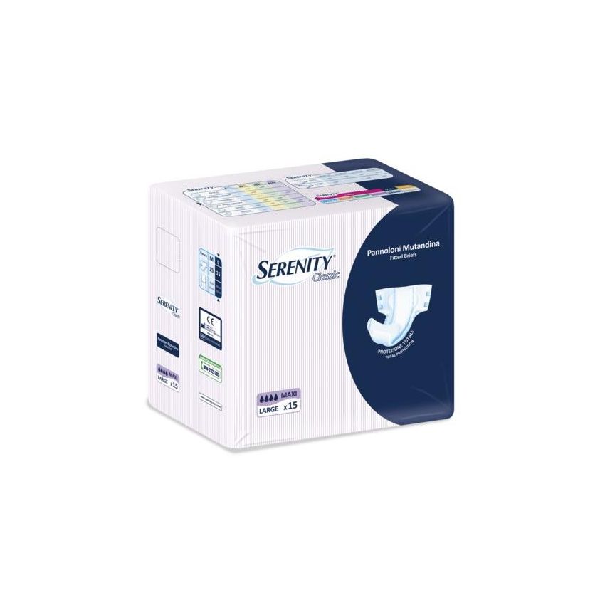 Maxi Pannolini Serenity Classic, Taglia L, Confezione da 15 Pezzi