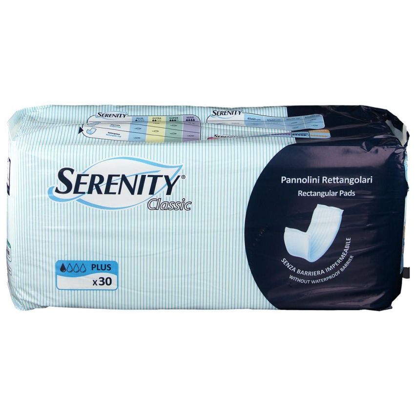 Serenity Classic - Pannolini Rettangolari Senza Barriere, Pacco da 30 Pezzi