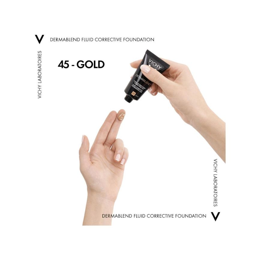 Fondotinta Fluido Coprente Vichy Dermablend, Tonalità 45, SPF35, 30ml