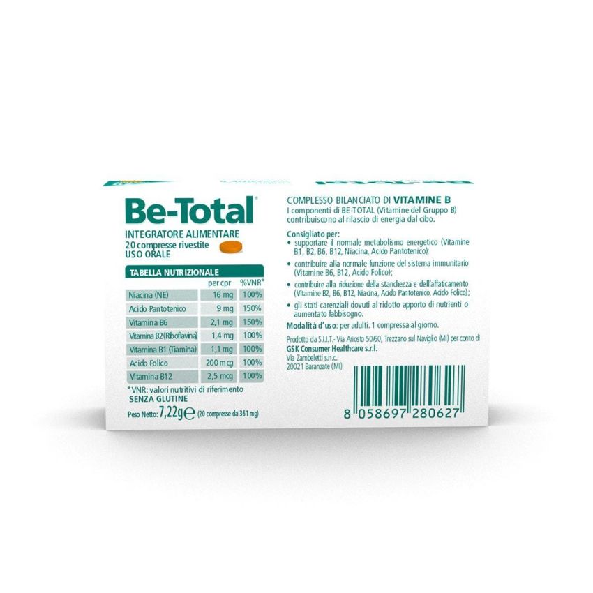 Be-Total Plus Integratore Energizzante per Adulti - 20 Compresse