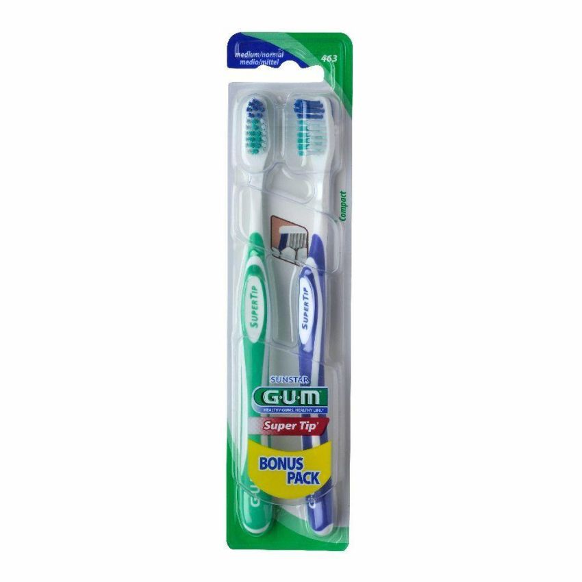 Spazzolino Medio Super Tip 463 Compact di Gum - Confezione da 2 Pezzi