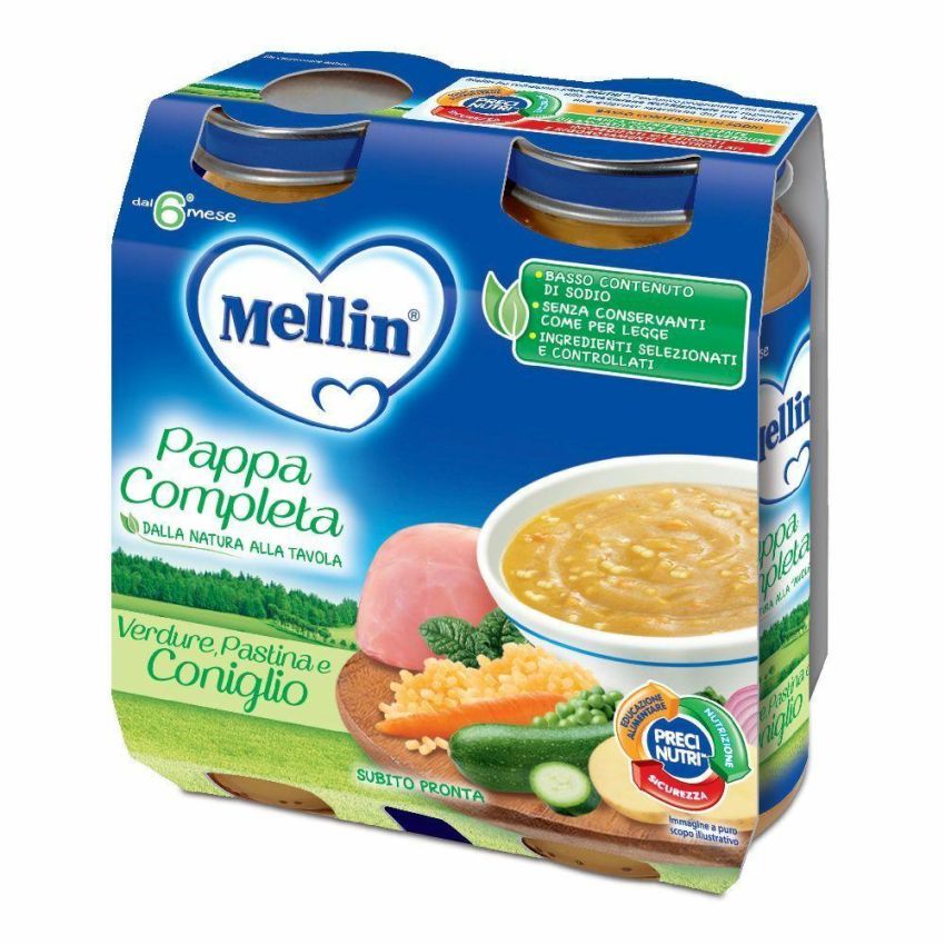 Mellin Pappa Completa con Carne di Coniglio, Confezione Doppia 250g
