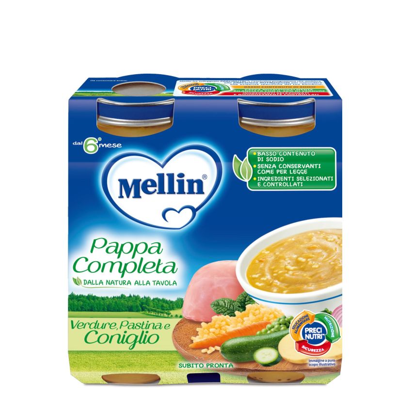Mellin Pappa Completa con Carne di Coniglio, Confezione Doppia 250g