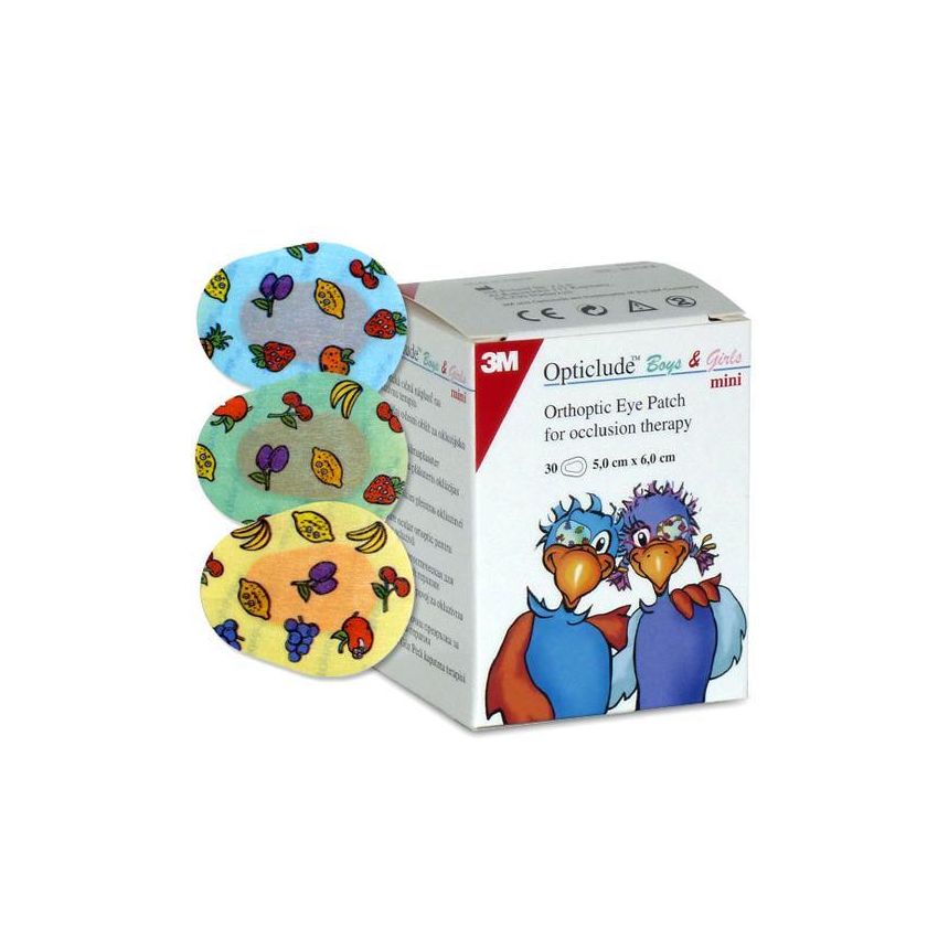 Opticlude Mini Cerotti Colorati per Bambini 5x6cm, Pacco da 30 Pezzi