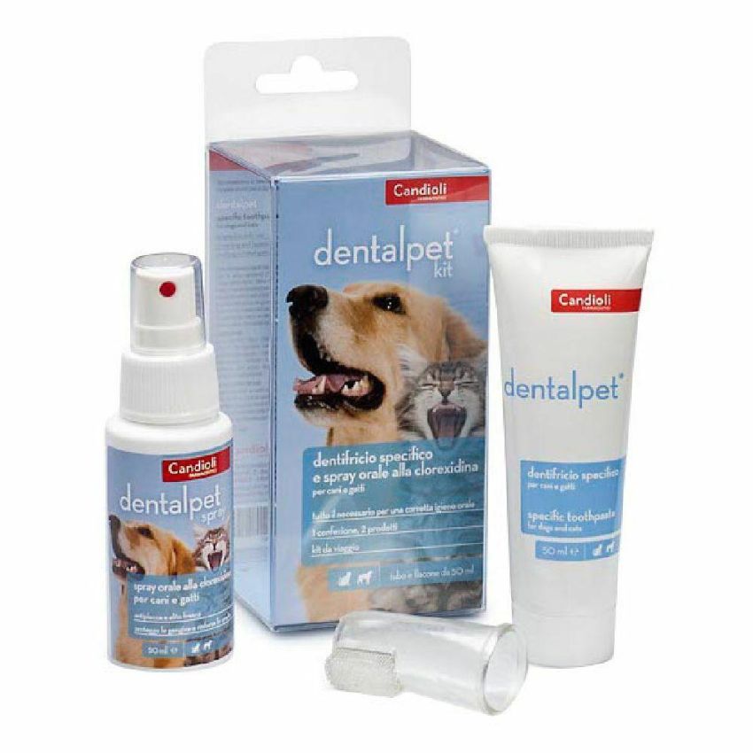 Kit Igienico per Animali DentalPet - Dentifricio, Spray e Ditale 50ml