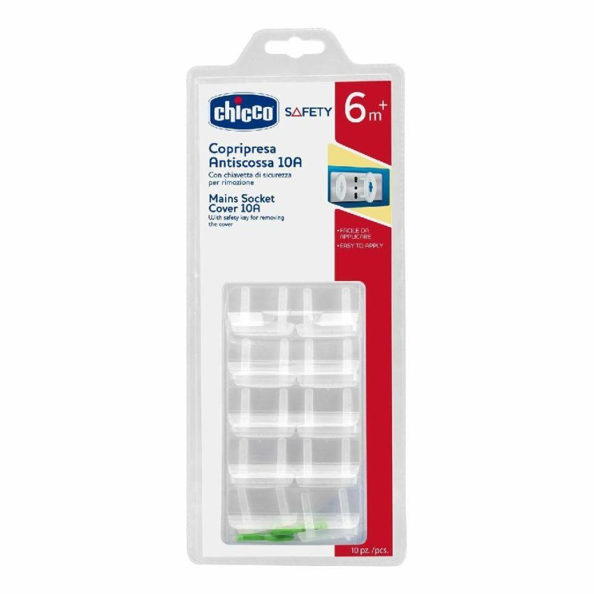 Chicco Safe - Copripresa Antiscossa 10A, Set di 10 Pezzi