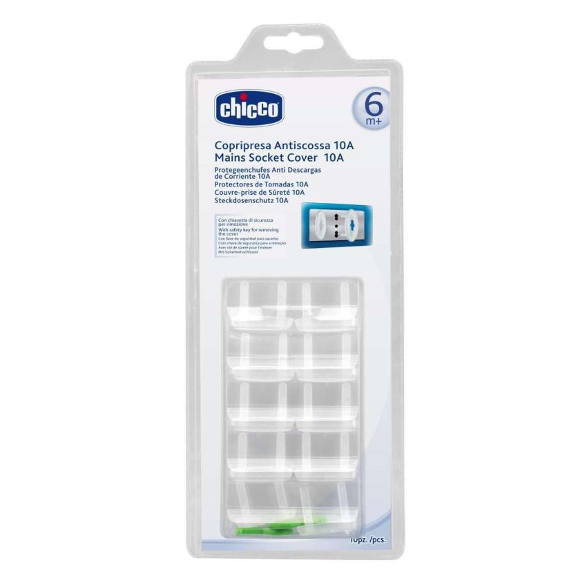 Chicco Safe - Copripresa Antiscossa 10A, Set di 10 Pezzi