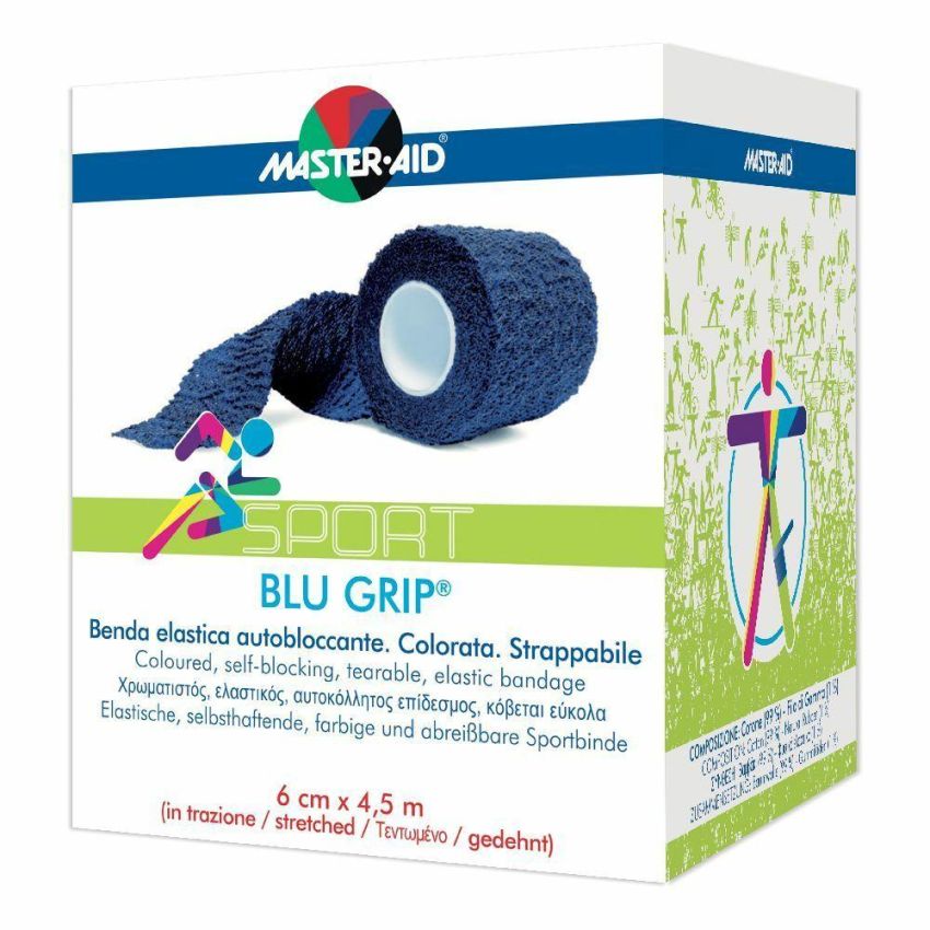 Master Aid Blu Grip - Benda Elastica Professionale 6 cm x 4,5 m