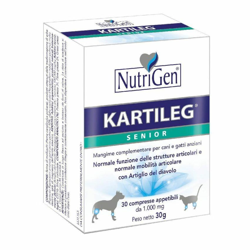 Kartileg Senior - Integratore Alimentare per Cani e Gatti Anziani, 30 Tavolette