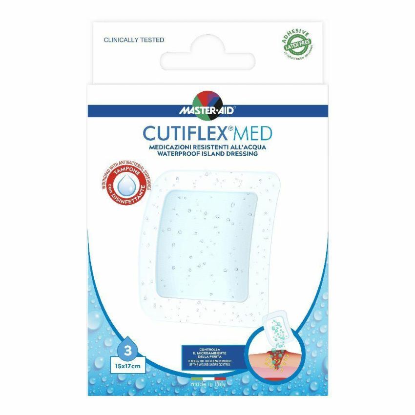 Master Aid Cutiflex Med - Cerotti Medicati 15x17cm, Pacchetto di 3 Pezzi