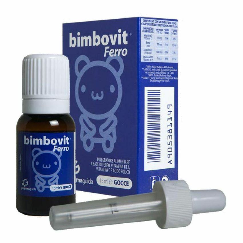 Bimbovit Ferro - Supplemento di Ferro in Gocce per Bambini, 15ml