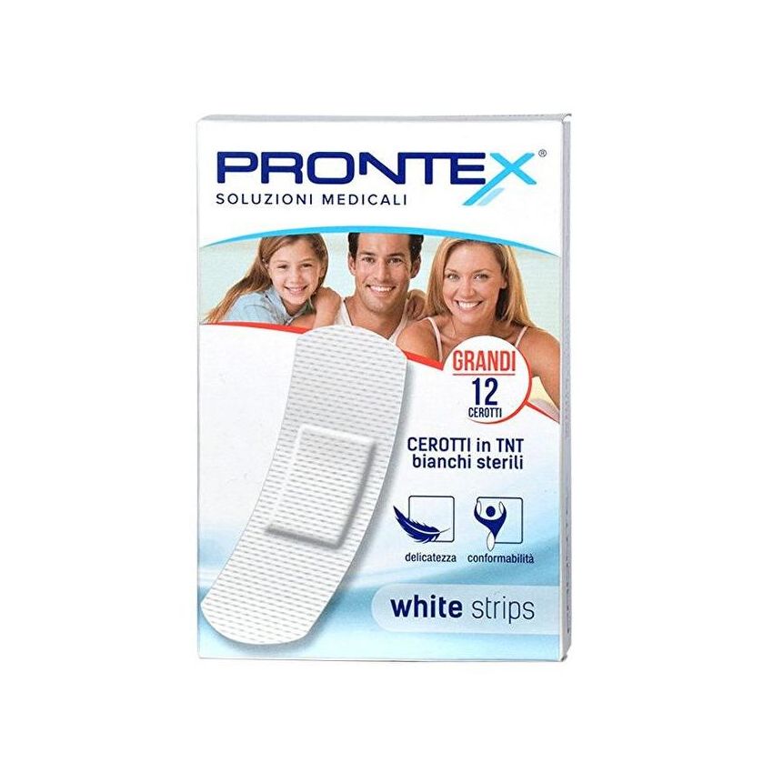 Cerotti Prontex White Strips TNT di Grandi Dimensioni - Pacco da 12 Pezzi