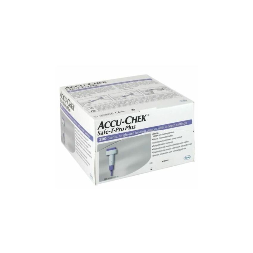 Accu-Check Safe T Pro Plus: Lancette Pungidito di Sicurezza - Pacco da 200 Pezzi