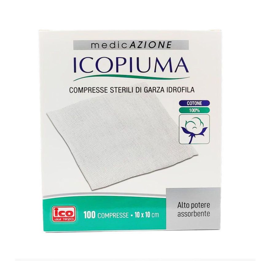 Icopiuma Medicazione in Garza, 100 Pezzi, 10x10cm