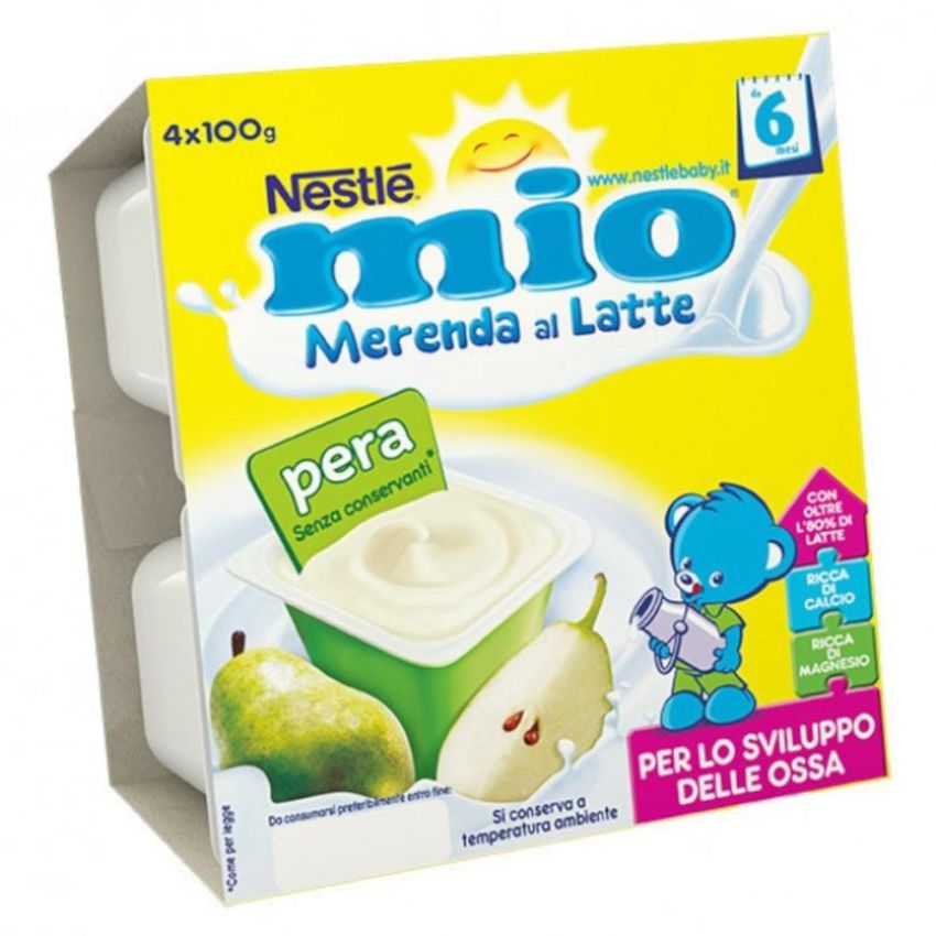 Nestl√® Mio Merenda - Pappa Plus Pera per Baby da 6 Mesi, Confezione da 4x100g