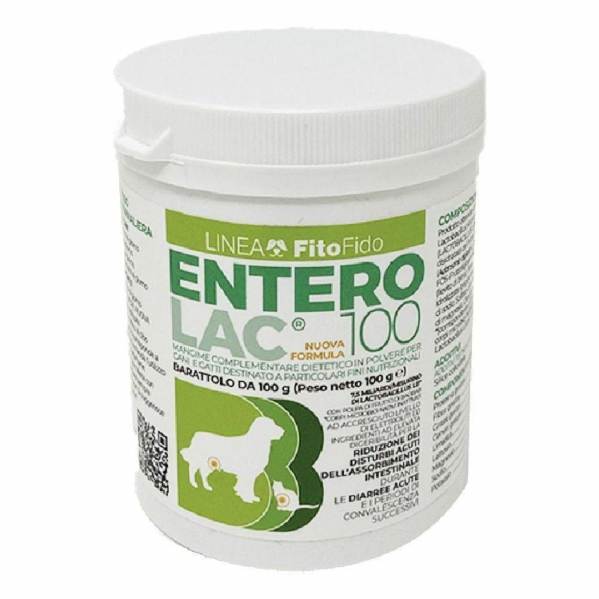 Enterolac 100: Mangime Complementare in Polvere per Cani e Gatti - 100g