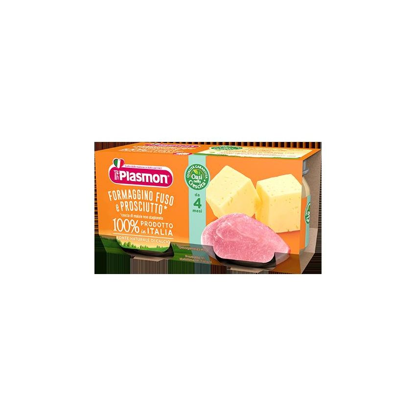 Plasmon Omogeneizzato di Formaggio e Prosciutto per Bambini 4-6 Mesi, Confezione da 2x80g
