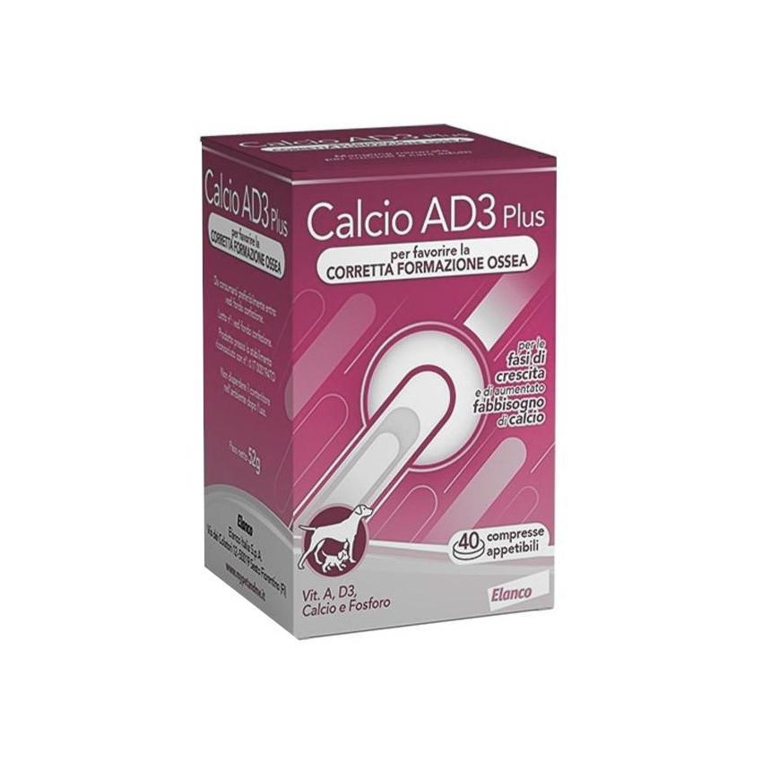 Calcio AD3 Plus - Integratore di Sviluppo per Cani - 40 Compresse