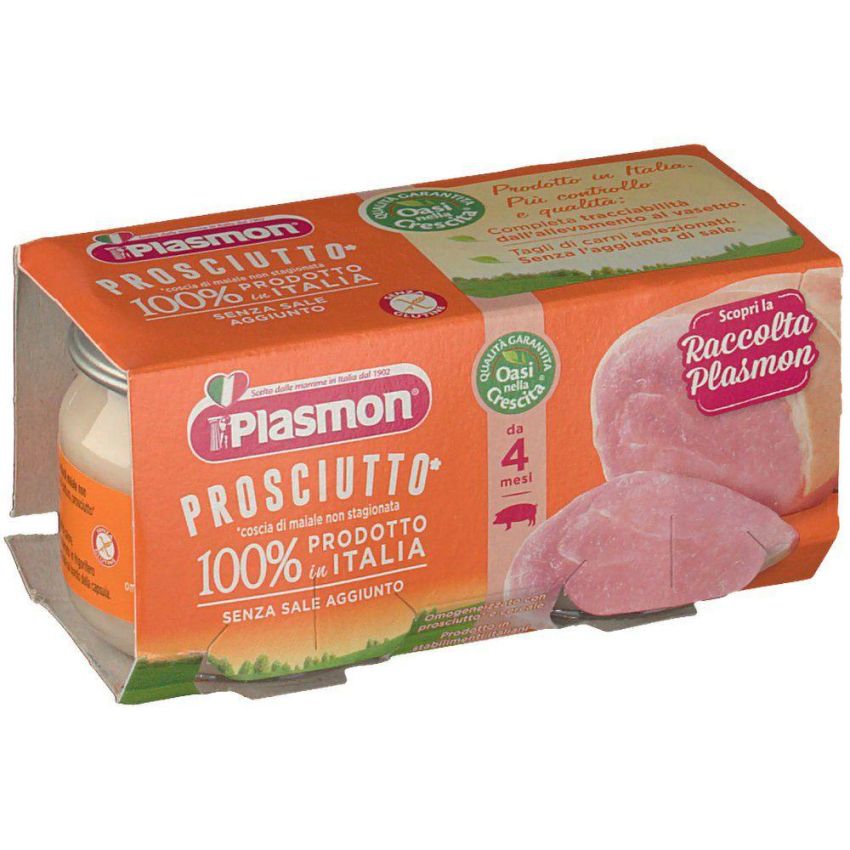 Plasmon - Omogeneizzato di Prosciutto Cotto, Confezione Doppia da 80g