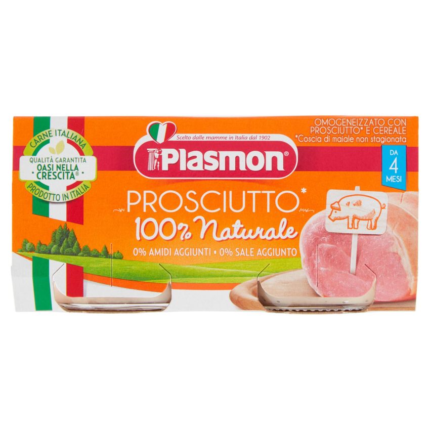Plasmon - Omogeneizzato di Prosciutto Cotto, Confezione Doppia da 80g