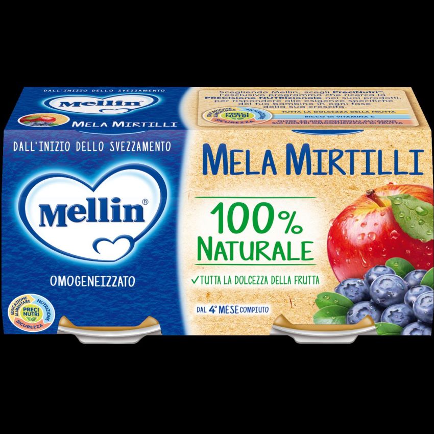 Mellin Omogeneizzato di Mela, Banana e Mirtillo 2x100g