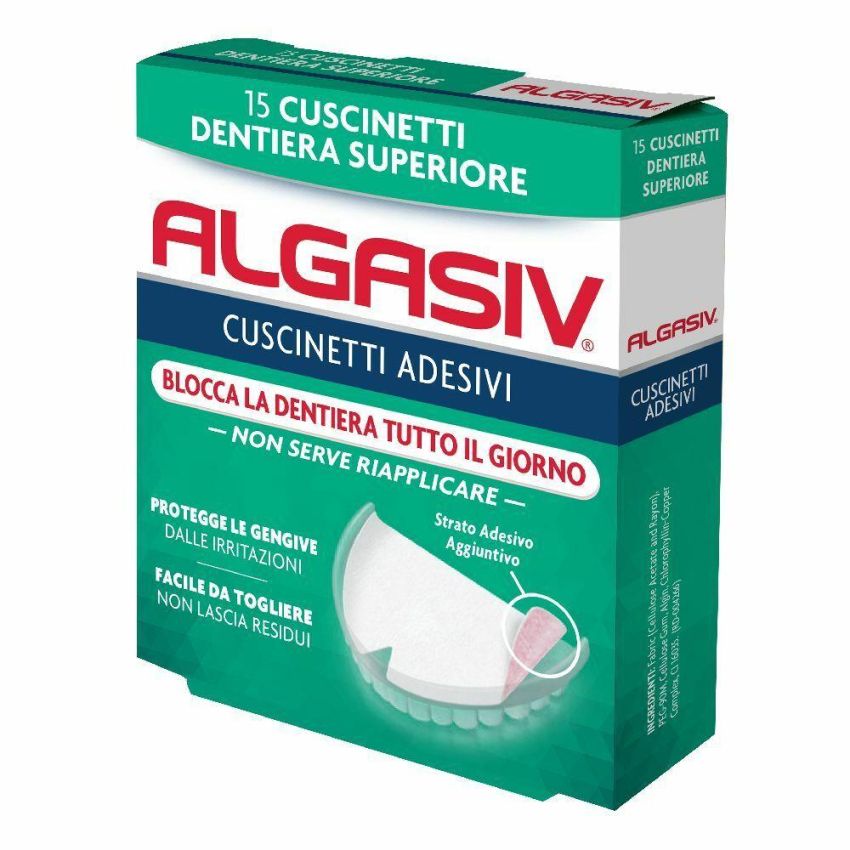 Algasiv Cuscinetti Adesivi per Dentiera Superiore - Pacco da 15 Pezzi