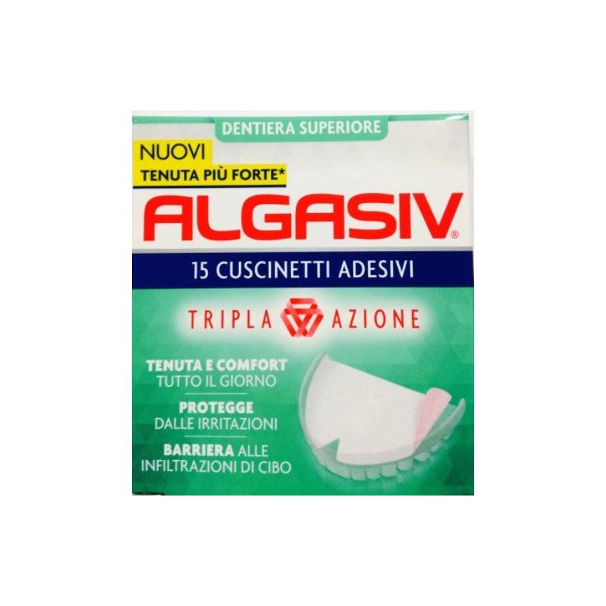 Algasiv Cuscinetti Adesivi per Dentiera Superiore - Pacco da 15 Pezzi