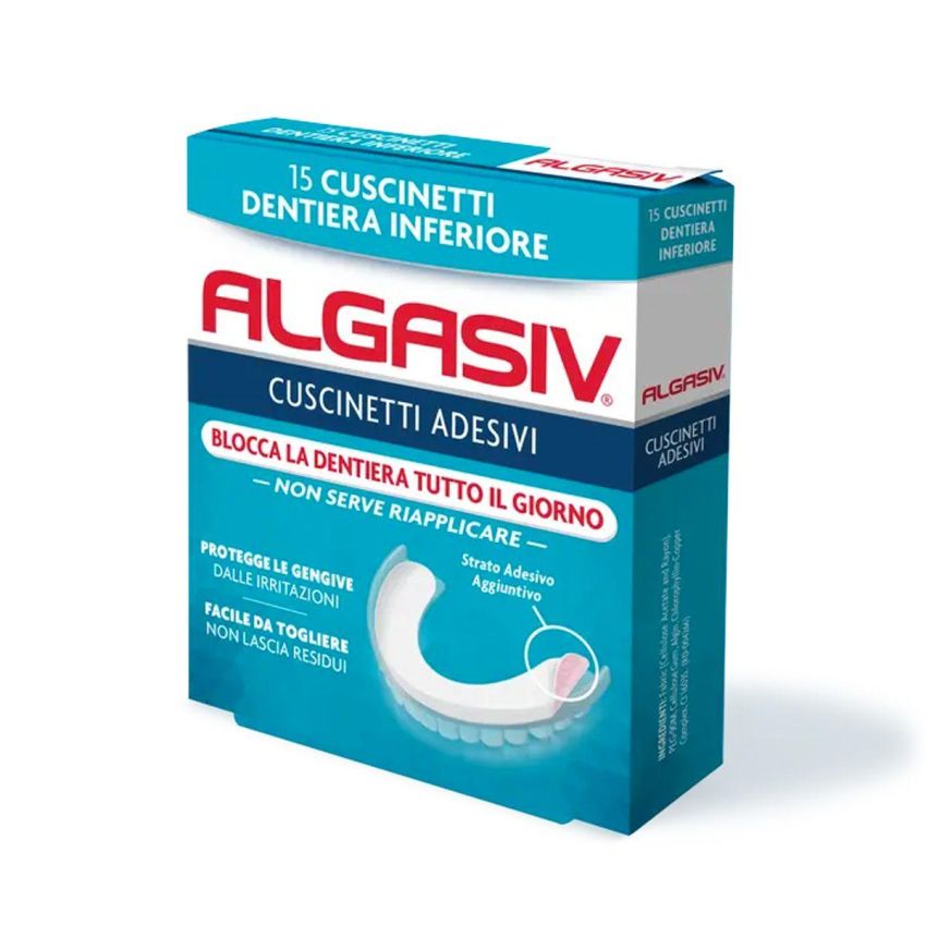 Algasiv Cuscini Adesivi per Dentiere Inferiori, 15 Pezzi