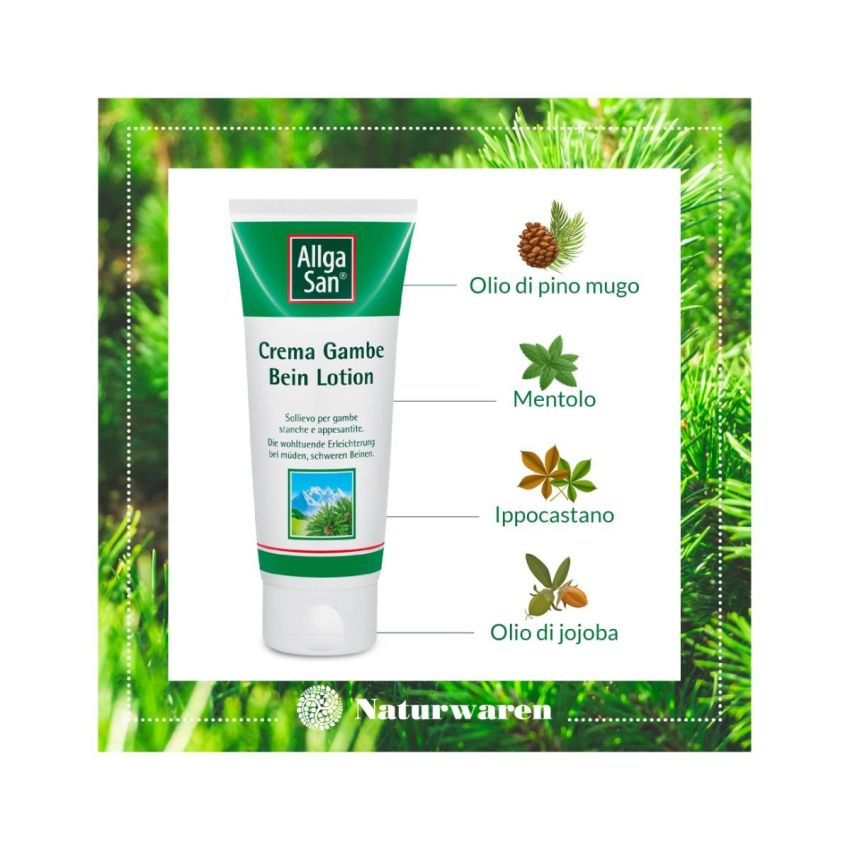 AllgaSan Crema Rinfrescante 100ml per Gambe Gonfie e Affaticate