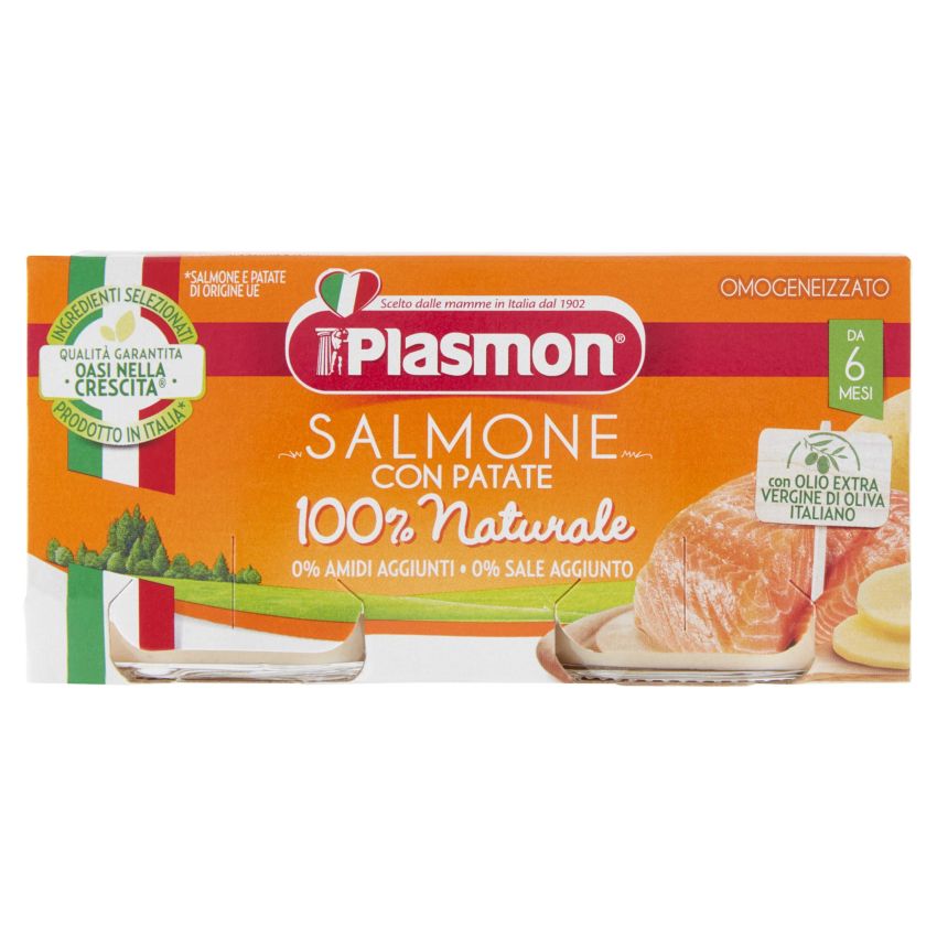 Homogeneizzato di Salmone e Verdure Plasmon per Bambini dai 6 Mesi+ - Confezione da 2x80g
