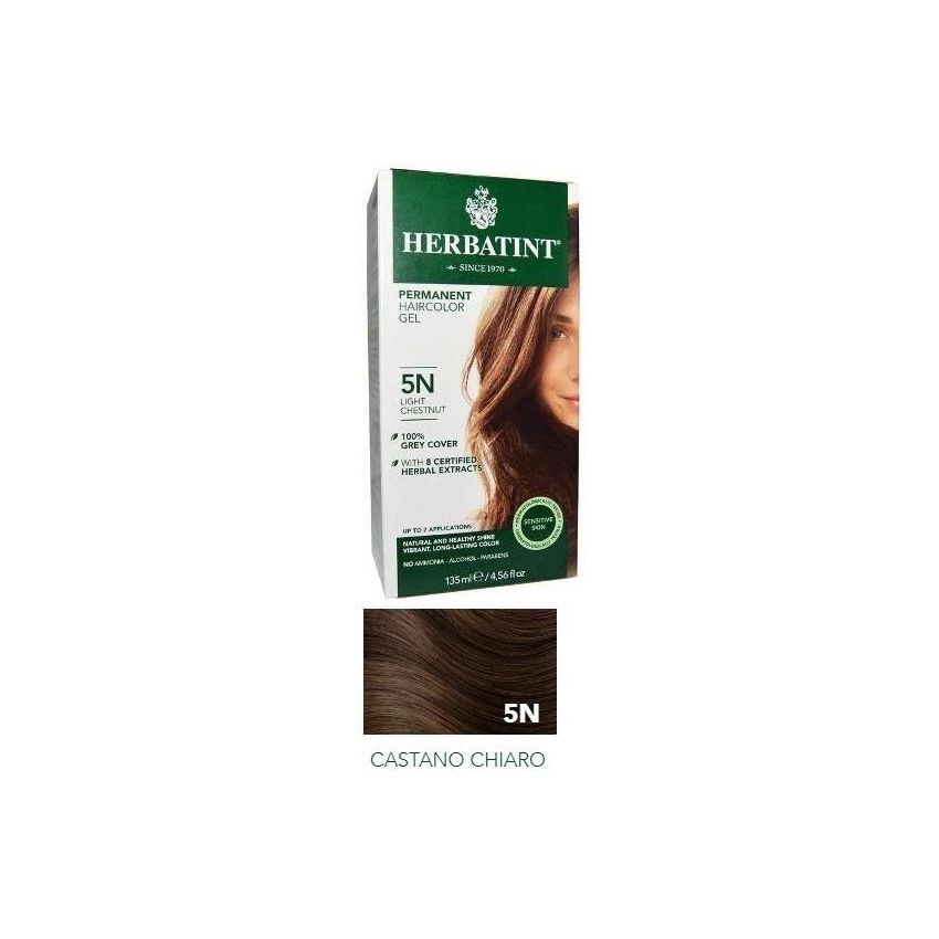 Tintura Permanente per Capelli Herbatint 5N Castano Chiaro in Gel, 150ml