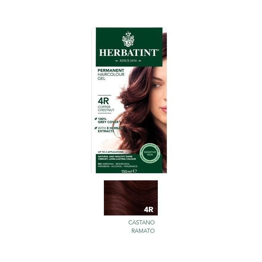 Tintura Gel Permanente per Capelli Herbatint, 4R Castano Ramato - 150ml