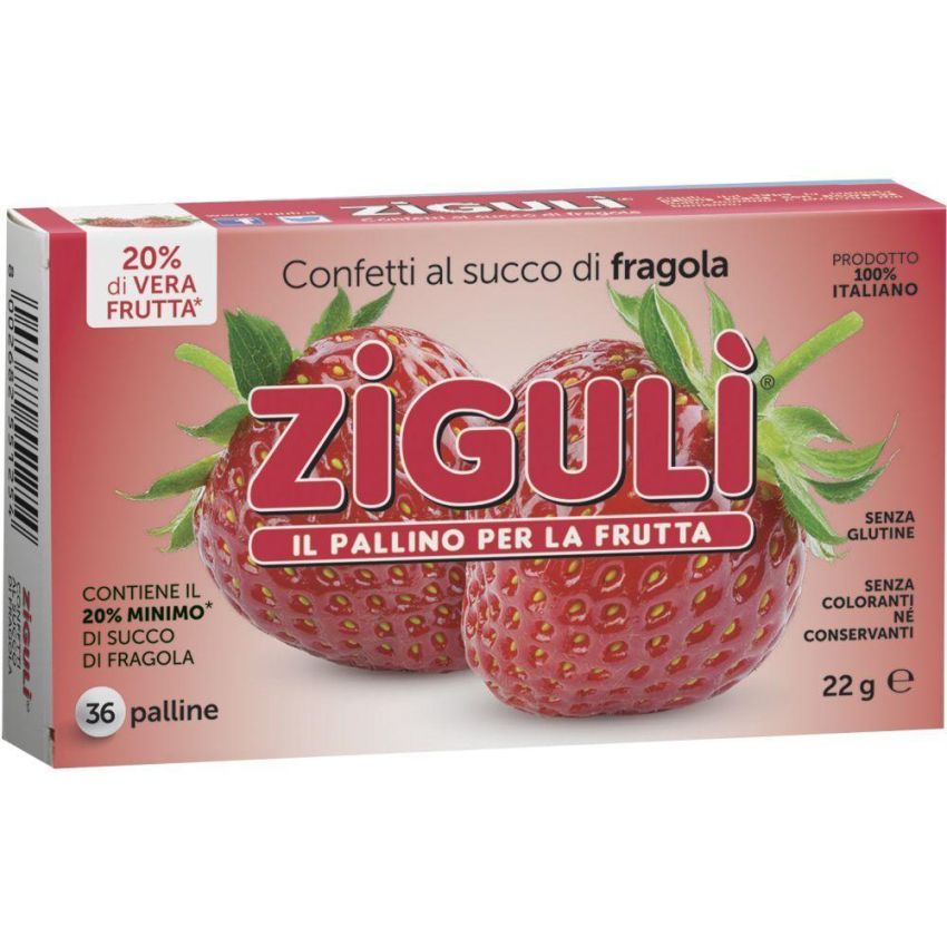 Ziguli - Palline alla Fragola, Confezione da 36 Pezzi, 22g ciascuna