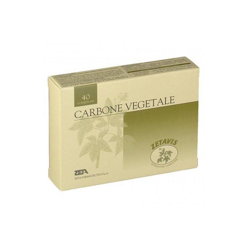 Zetavis Carbone Vegetale - Pillole di Carbone Attivo, 40 Compresse