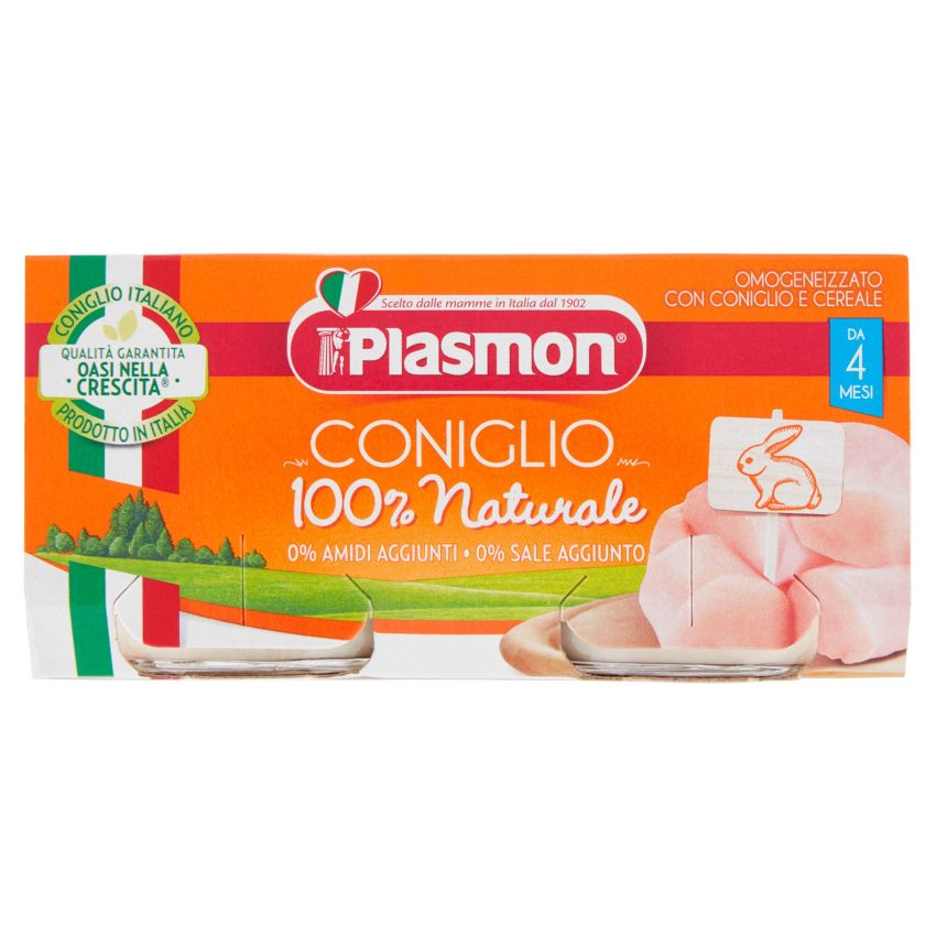Plasmon Omogeneizzato di Coniglio per Infanti 4-6 Mesi, 2 x 80g