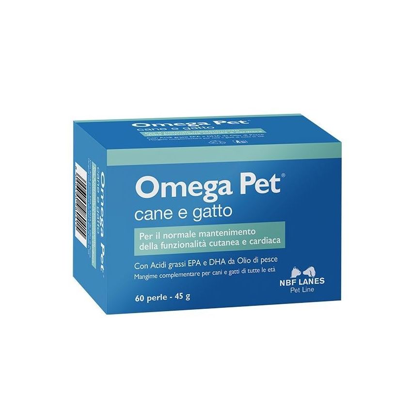 Omega Pet - Integratore Alimentare Omega-3 per Cani e Gatti, 60 Perle Softgel