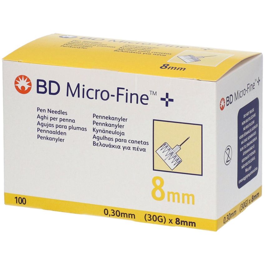 Set di 100 Pezzi di Aghi BD Microfine G30 da 8 mm