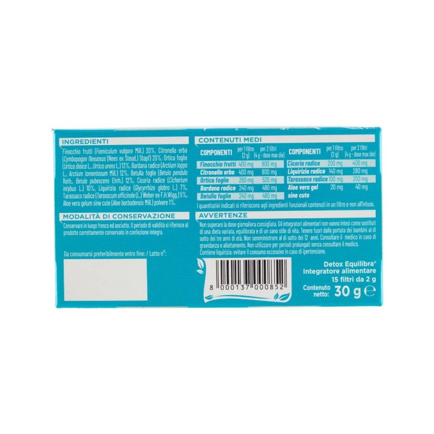 Equilibra Tisana Detox - Pacchetto da 15 Filtri