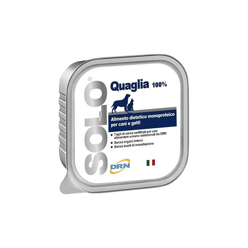 Drn Solo Quaglia - Alimento Dietetico Umido Monoproteico per Cani e Gatti, 300g