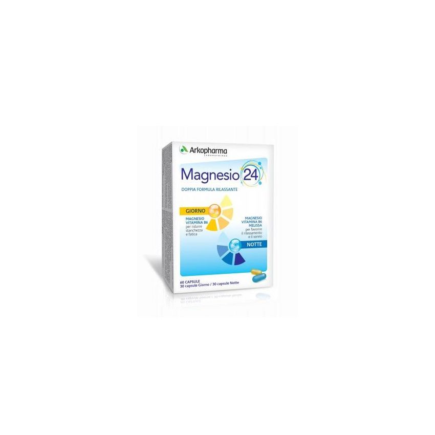 Arkopharma 24h Magnesio, Integratore Giorno e Notte, 60 Capsule