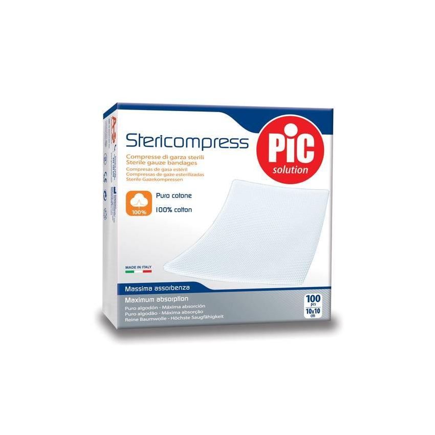 Stericompress Garze Sterili 10x10cm, Pacco da 100 Pezzi