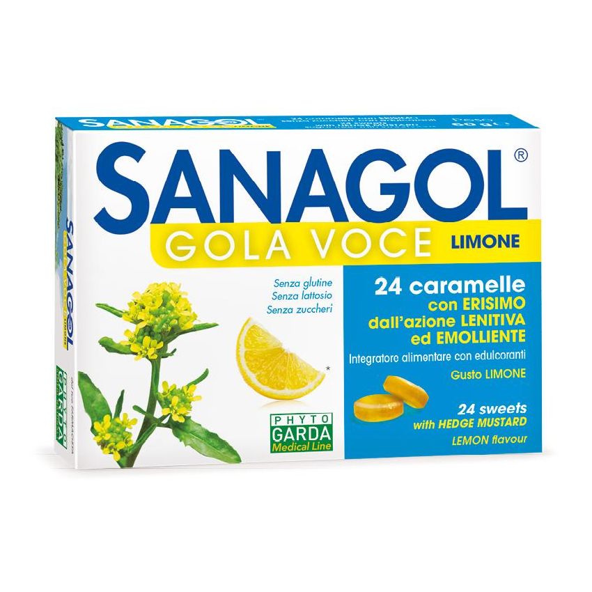 Sanagol Voce e Gola Senza Zucchero al Gusto Limone - 24 Caramelle