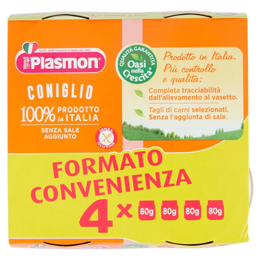 Plasmon Omogeneizzato di Coniglio, Pacco da 4x80g