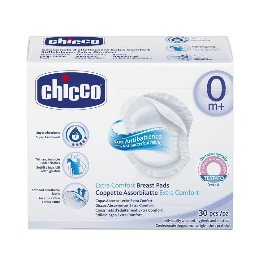 Chicco Extra Comfort - Coppette Assorbilatte Ultra Morbide, 30 Pezzi
