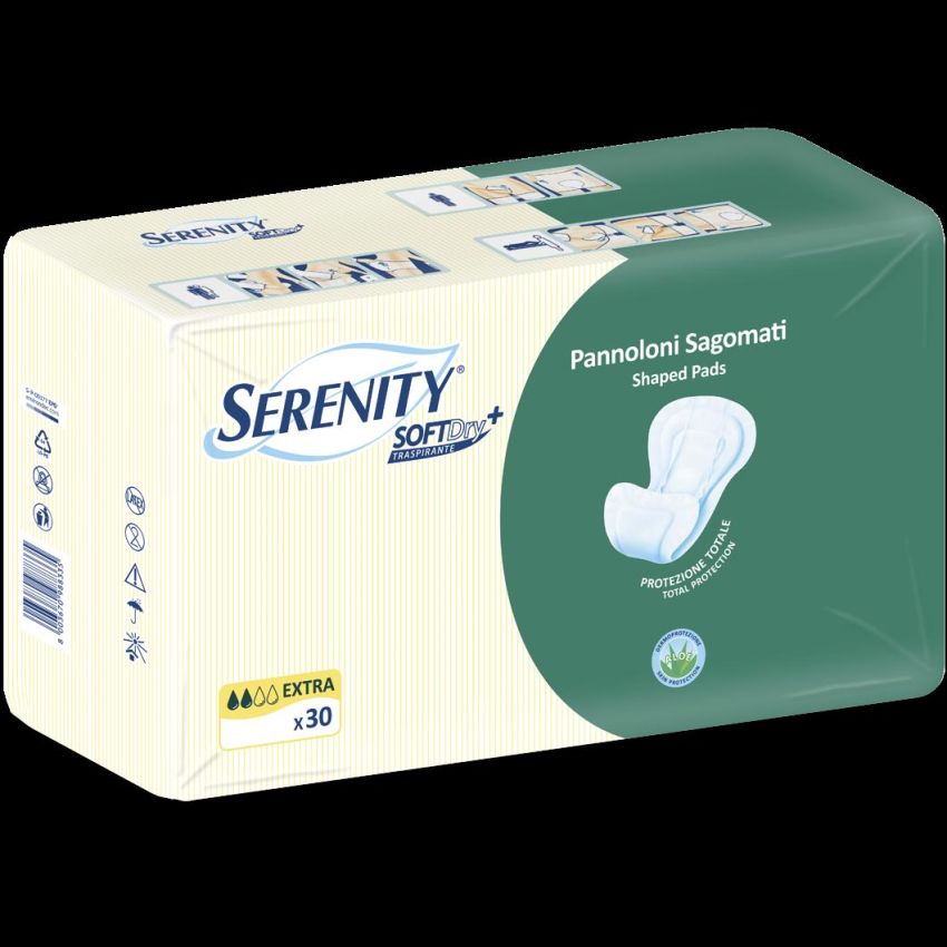 Serenity Soft Dry - Pannoloni Sagomati Extra Assorbenti, Pacco da 30 Pezzi