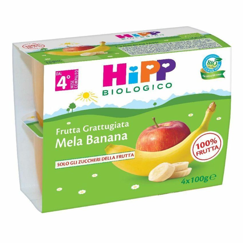 Hipp Bio Purea di Frutta Mela e Banana 4x100g