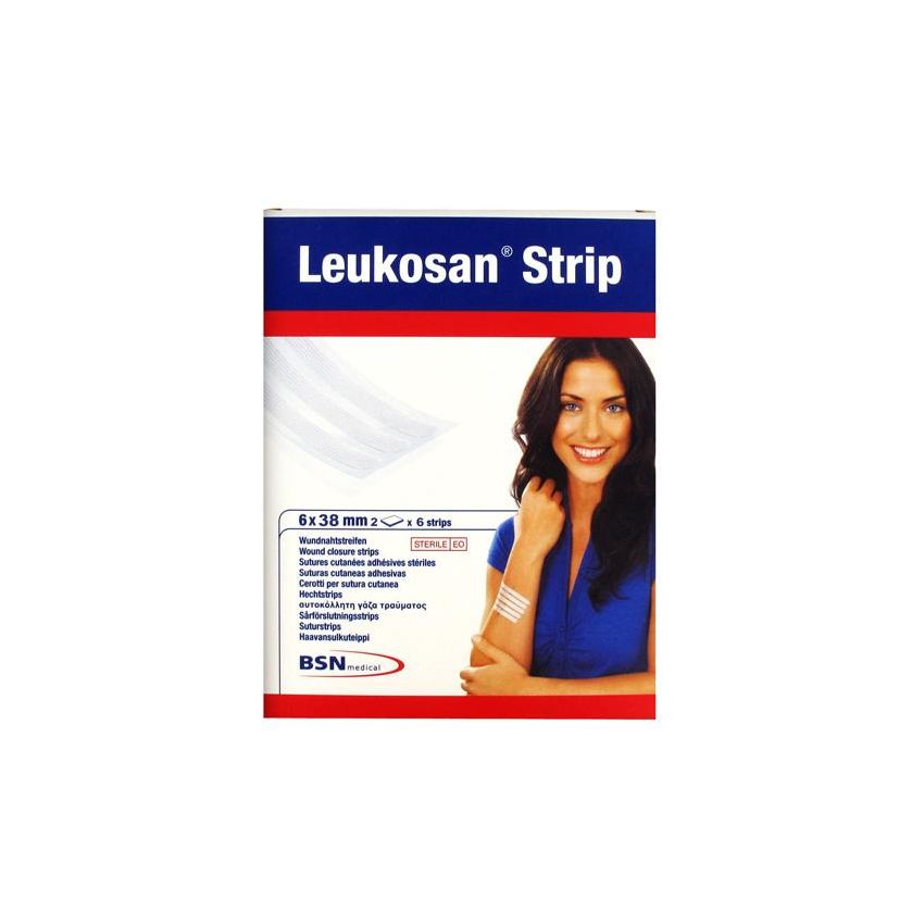 Cerotti Leukosan Strip 6x38mm, Pacco da 12 Pezzi
